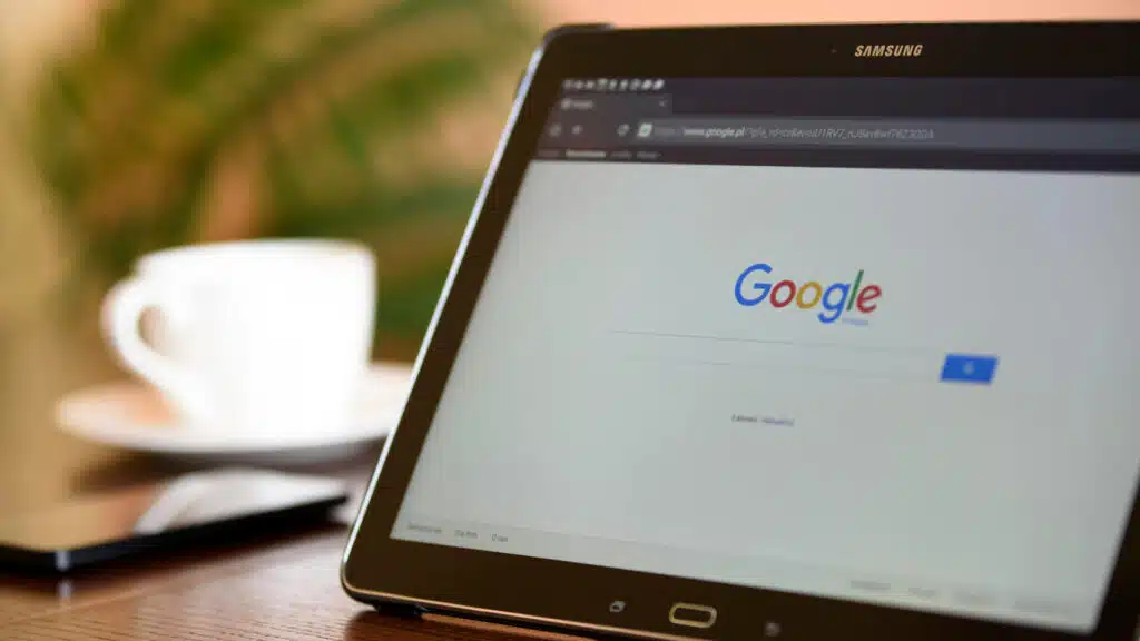 a laptop with the google search page